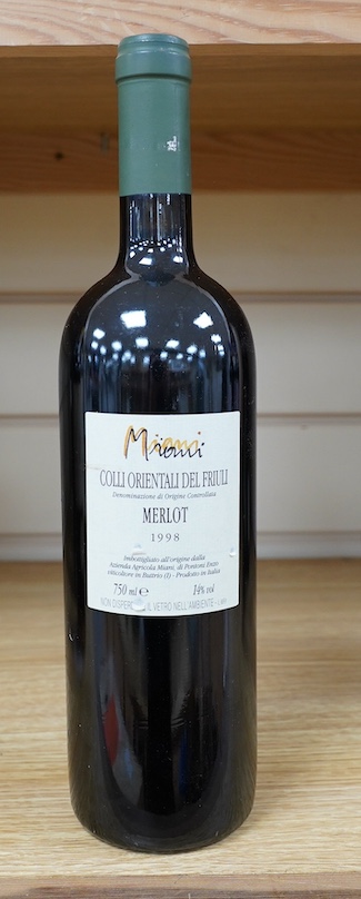 A bottle of Miani Colli Orientali Del Friuli Merlot, 1998. Condition - fair to good